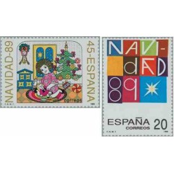 2 عدد تمبر کریستمس - اسپانیا 1989