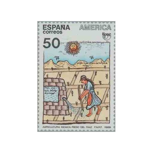 1 عدد تمبر هنر بومیان آمریکا - تمبر مشترک - اسپانیا 1989