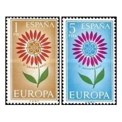 2 عدد  تمبر مشترک اروپا - Europa Cept  - اسپانیا 1964