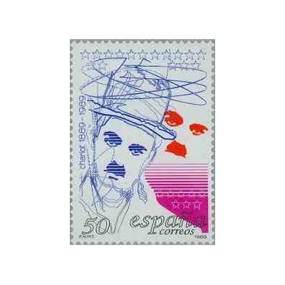 1 عدد تمبر صدمین سال تولد چارلی چاپلین - اسپانیا 1989