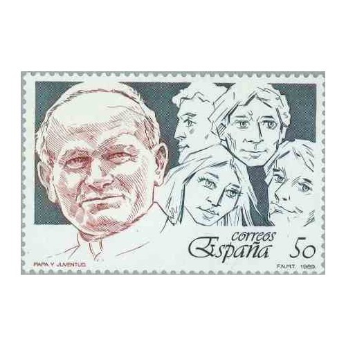 1 عدد تمبر بازدید پاپ ژان پل دوم - اسپانیا 1989