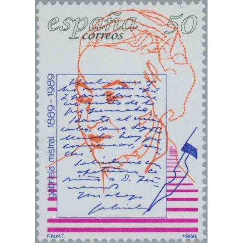 1 عدد صدمین سال تولد گابریلا میسترال -شاعر - برنده نوبل ادبیات  - اسپانیا 1989