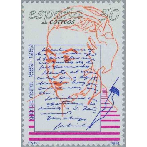 1 عدد صدمین سال تولد گابریلا میسترال -شاعر - برنده نوبل ادبیات - اسپانیا 1989 1 عدد صدمین سال تولد گابریلا میسترال -شاعر - برنده نوبل ادبیات - اسپانیا 1989