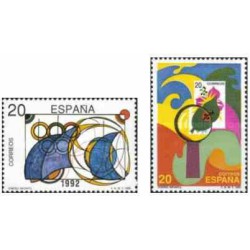 2 عدد تمبر رقابتهای طراحی تمبر جوانان - اسپانیا 1989