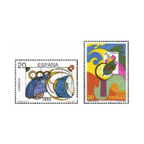 2 عدد تمبر رقابتهای طراحی تمبر جوانان - اسپانیا 1989