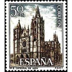 1 عدد  تمبر مناظر - León Cathedral  - اسپانیا 1964