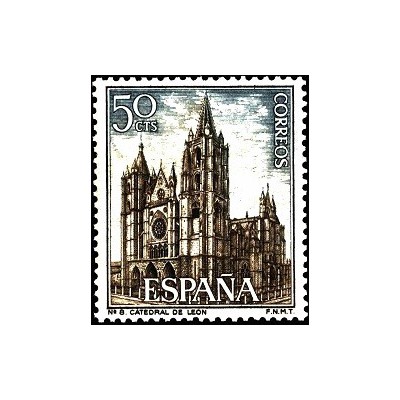 1 عدد  تمبر مناظر - León Cathedral  - اسپانیا 1964