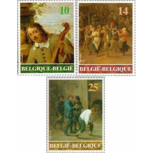 3 عدد تمبر تابلو نقاشی - کارهای هنری خارج کشور - بلژیک 1990 قیمت 3.2 دلار
