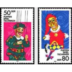 2 عدد تمبر عروسکهای خیمه شب بازی - جمهوری دموکراتیک آلمان 1984