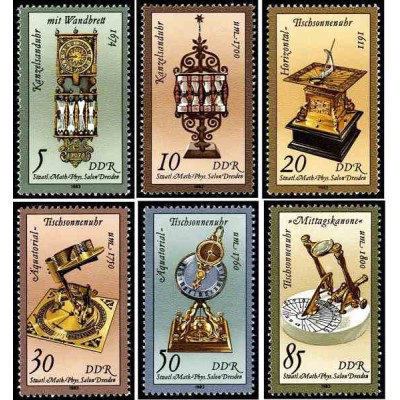 6 عدد تمبر ساعتهای شنی و خورشیدی - جمهوری دموکراتیک آلمان 1983