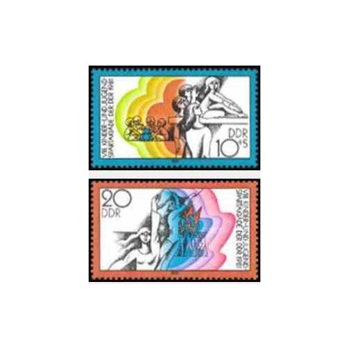 2 عدد تمبر ورزش جوانان - جمهوری دموکراتیک آلمان 1981