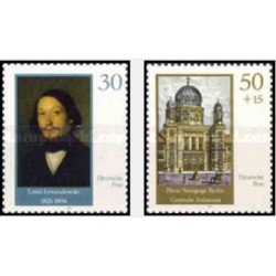 2 عدد تمبر کنیسه جدید برلین -  جمهوری دموکراتیک آلمان 1990