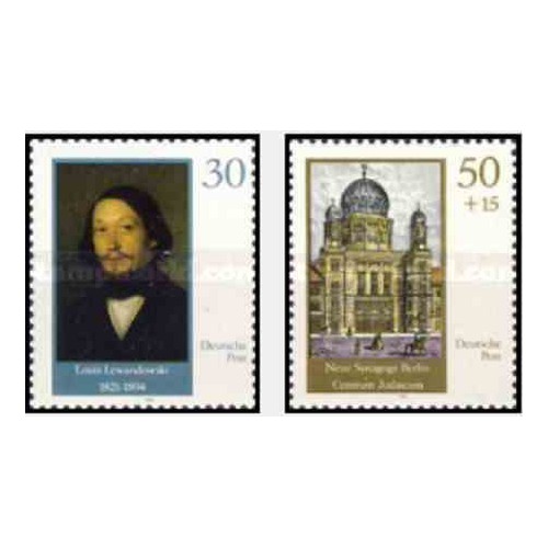 2 عدد تمبر کنیسه جدید برلین -  جمهوری دموکراتیک آلمان 1990