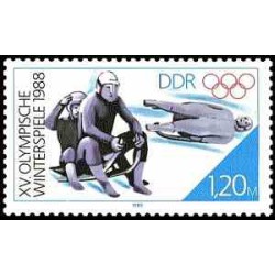 1 عدد تمبر بازیهای المپیک زمستانی کالگاری کانادا -  جمهوری دموکراتیک آلمان 1988 جدا شده از شیت