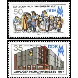 2 عدد تمبر نمایشگاه بهاره لایپزیک - جمهوری دموکراتیک آلمان 1987