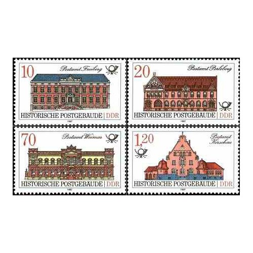 4 عدد تمبر ادارات پست قدیمی - جمهوری دموکراتیک آلمان 1987