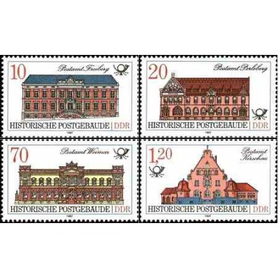 4 عدد تمبر ادارات پست قدیمی - جمهوری دموکراتیک آلمان 1987