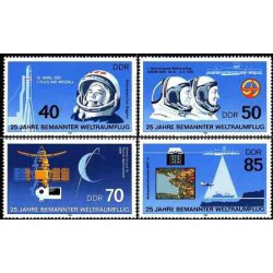 4 عدد تمبر 40مین سالگرد سفر فضا - جمهوری دموکراتیک آلمان 1986