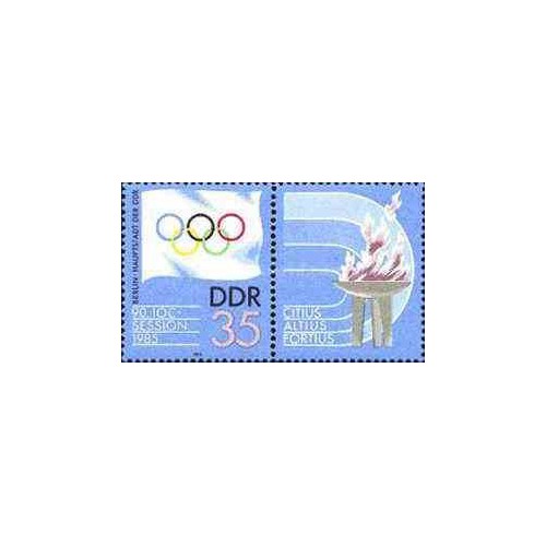 1 عدد تمبر نشست کمیته ملی المپیک با تب - جمهوری دموکراتیک آلمان 1985