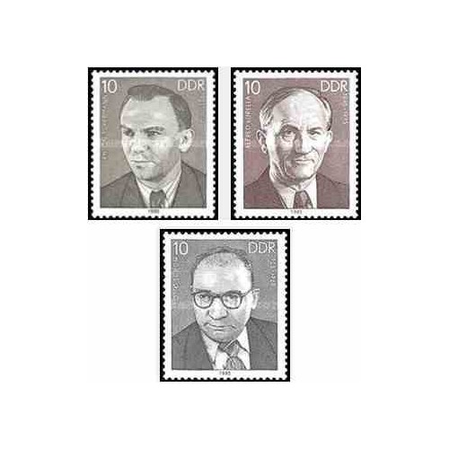 3 عدد تمبر شخصیتها - جمهوری دموکراتیک آلمان 1985