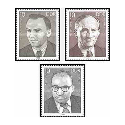 3 عدد تمبر شخصیتها - جمهوری دموکراتیک آلمان 1985