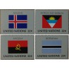 4 عدد  تمبر پرچم های کشورهای عضو سازمان ملل - ایسلند آنتیگوا و باربودا آنگولا بوتسوانا - نیویورک سازمان ملل 1986