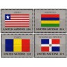 4 عدد  تمبر پرچم های کشورهای عضو سازمان ملل - لیبریا موریس چاد جمهوری دومنیکن - نیویورک سازمان ملل 1985