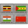 4 عدد  تمبر پرچم های کشورهای عضو سازمان ملل - اوگاندا سائوتام هند شوروی - نیویورک سازمان ملل 1985