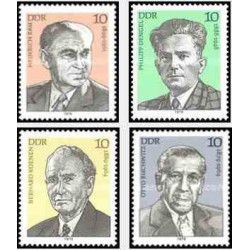 4 عدد تمبر شخصیتهای جنبش کارگری - جمهوری دموکراتیک آلمان 1979