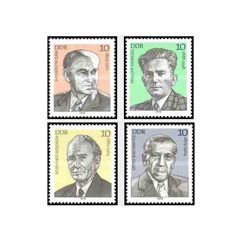 4 عدد تمبر شخصیتهای جنبش کارگری - جمهوری دموکراتیک آلمان 1979