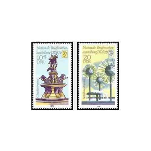 2 عدد تمبر نمایشگاه ملی تمبر - جمهوری دموکراتیک آلمان 1979