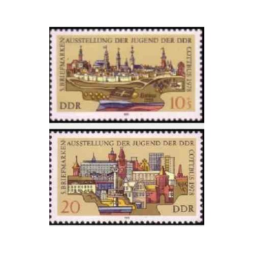 2 عدد تمبر نمایشگاه تمبر کوتبوس - جمهوری دموکراتیک آلمان 1978