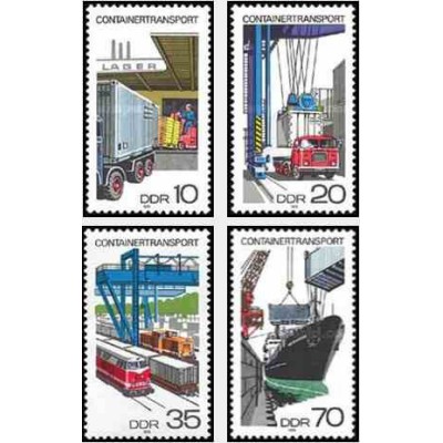 4 عدد تمبر حمل و نقل کانتینری - جمهوری دموکراتیک آلمان 1978