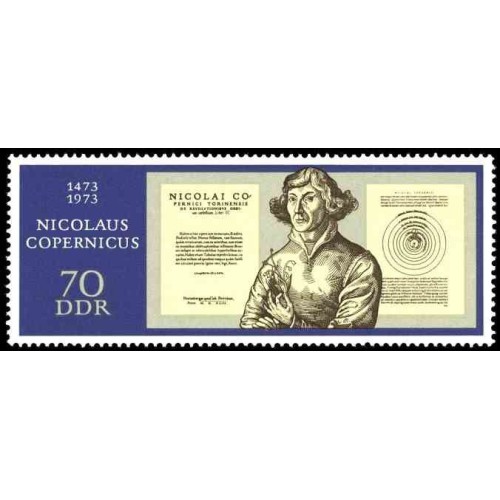 1 عدد تمبر 500مین سالگرد تولد نیکولاس کوپرنیک - منجم - جمهوری دموکراتیک آلمان 1973