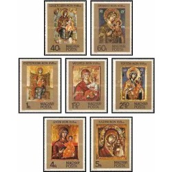 7 عدد تمبر شمایلها - تابلوهای نقاشی مذهبی - مجارستان 1975