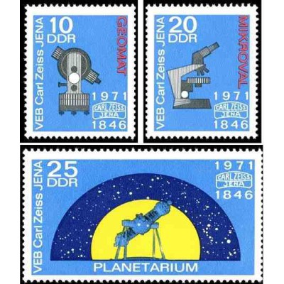 3 عدد تمبر نجوم - 125مین سال کارل زایس- جمهوری دموکراتیک آلمان 1971