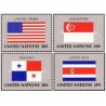4 عدد  تمبر پرچم های کشورهای عضو سازمان ملل - آمریکا سنگاپور پاناما کاستاریکا- نیویورک سازمان ملل 1981