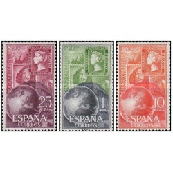 3 عدد  تمبر روز جهانی تمبر - اسپانیا 1964