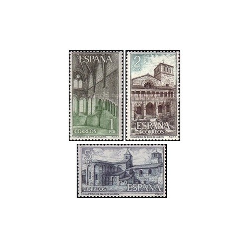 3 عدد  تمبر دیرها و صومعه ها - اسپانیا 1964