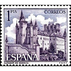 1 عدد  تمبر مناظر - Alcazar, Segovia - اسپانیا 1964