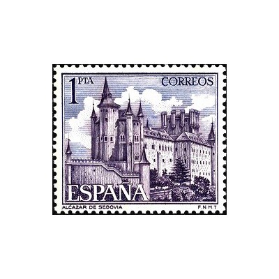 1 عدد  تمبر مناظر - Alcazar, Segovia - اسپانیا 1964