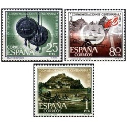3 عدد  تمبر صد و پنجاهمین سالگرد آغاز بازسازی سن سباستین - اسپانیا 1963