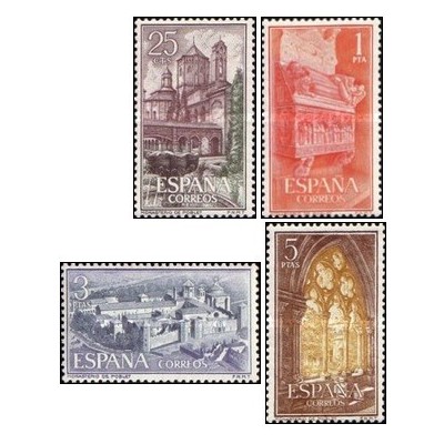 4 عدد  تمبر دیرها و صومعه ها - اسپانیا 1963