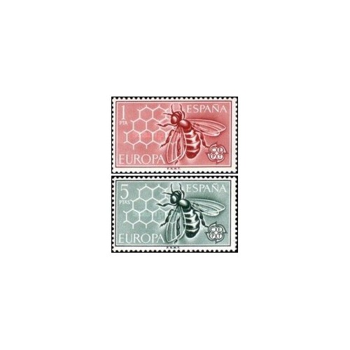 2 عدد  تمبر مشترک اروپا - Europa Cept - زنبورها - اسپانیا 1962