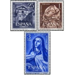 3 عدد  تمبر چهارصدمین سالگرد اصلاح نظم کارملیت، سنت ترزای آویلا - اسپانیا 1962