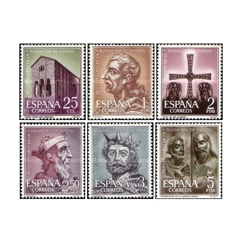 6 عدد  تمبر ۱۲۰۰مین سالگرد اویدو - اسپانیا 1961