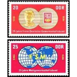 2 عدد تمبر 25مین سالگرد اتحادیه بازرگانی آزاد آلمان - جمهوری دموکراتیک آلمان 1970