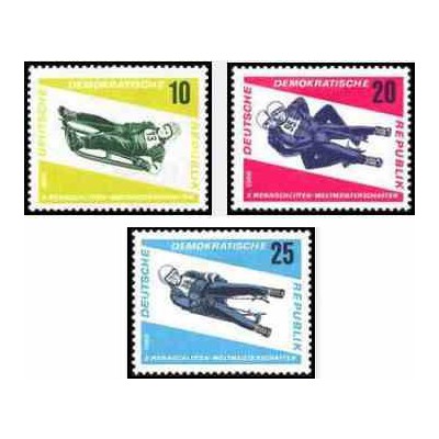3 عدد تمبر مسابقات جهانی سورتمه سواری  - جمهوری دموکراتیک آلمان 1966