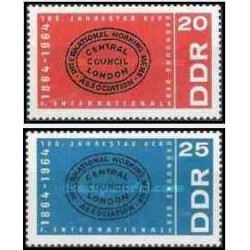 2 عدد تمبر صدمین سال اولین دوره بین المللی - جمهوری دموکراتیک آلمان 1964