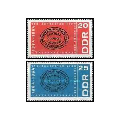 2 عدد تمبر صدمین سال اولین دوره بین المللی - جمهوری دموکراتیک آلمان 1964